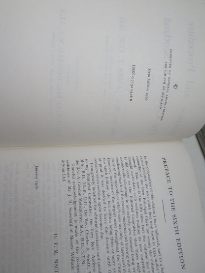 Practice and Procedure In The Church of Scotland Edited By The Late Rev. James T. Cox 1976
