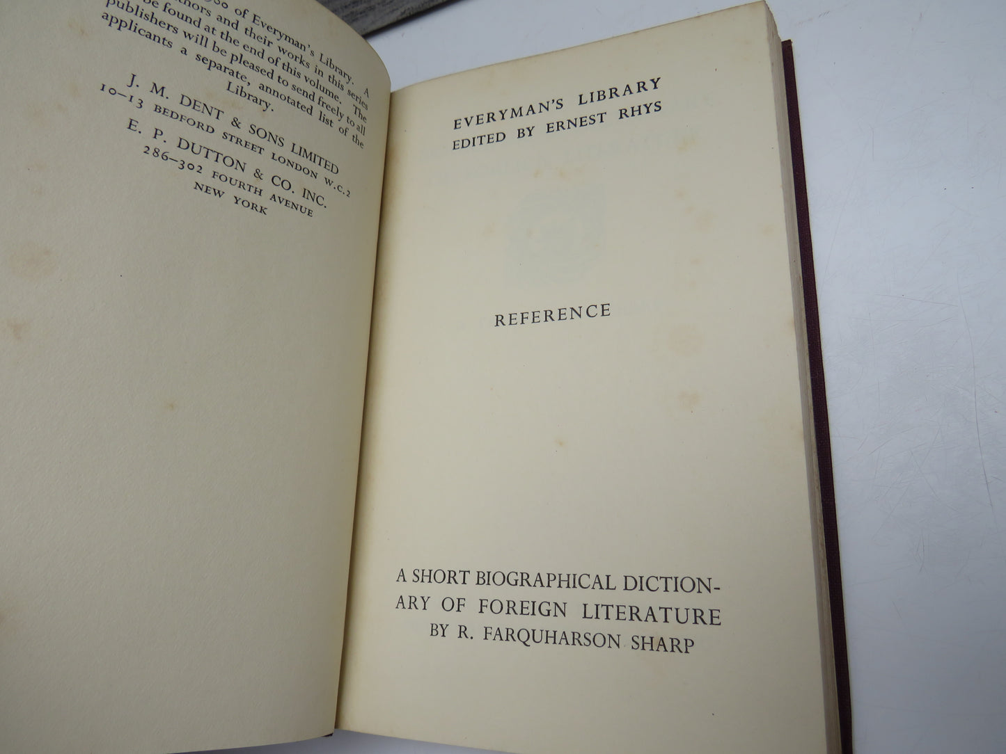A Short Biographical Dictionary of Foreign Literature By R. Farquharson Sharp 1933