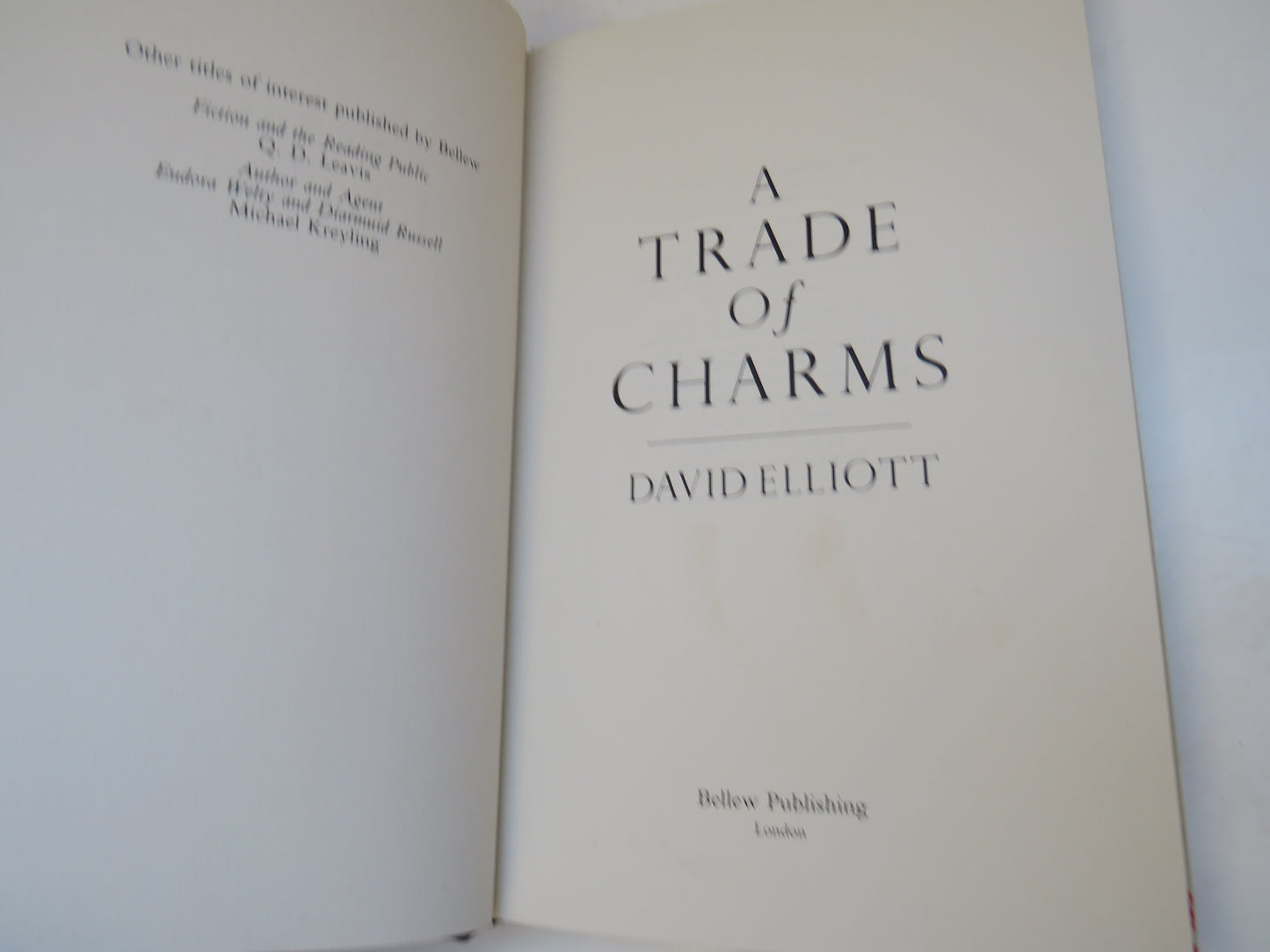 A Trade of Charms by David Elliott, 1992