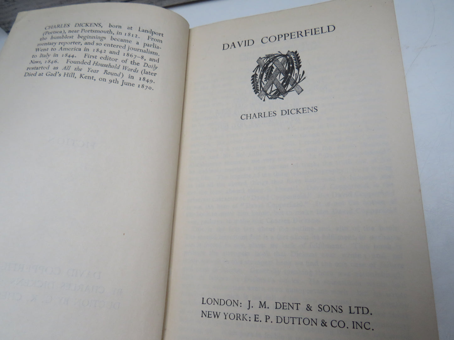 David Copperfield By Charles Dickens 1938 Everyman's Library