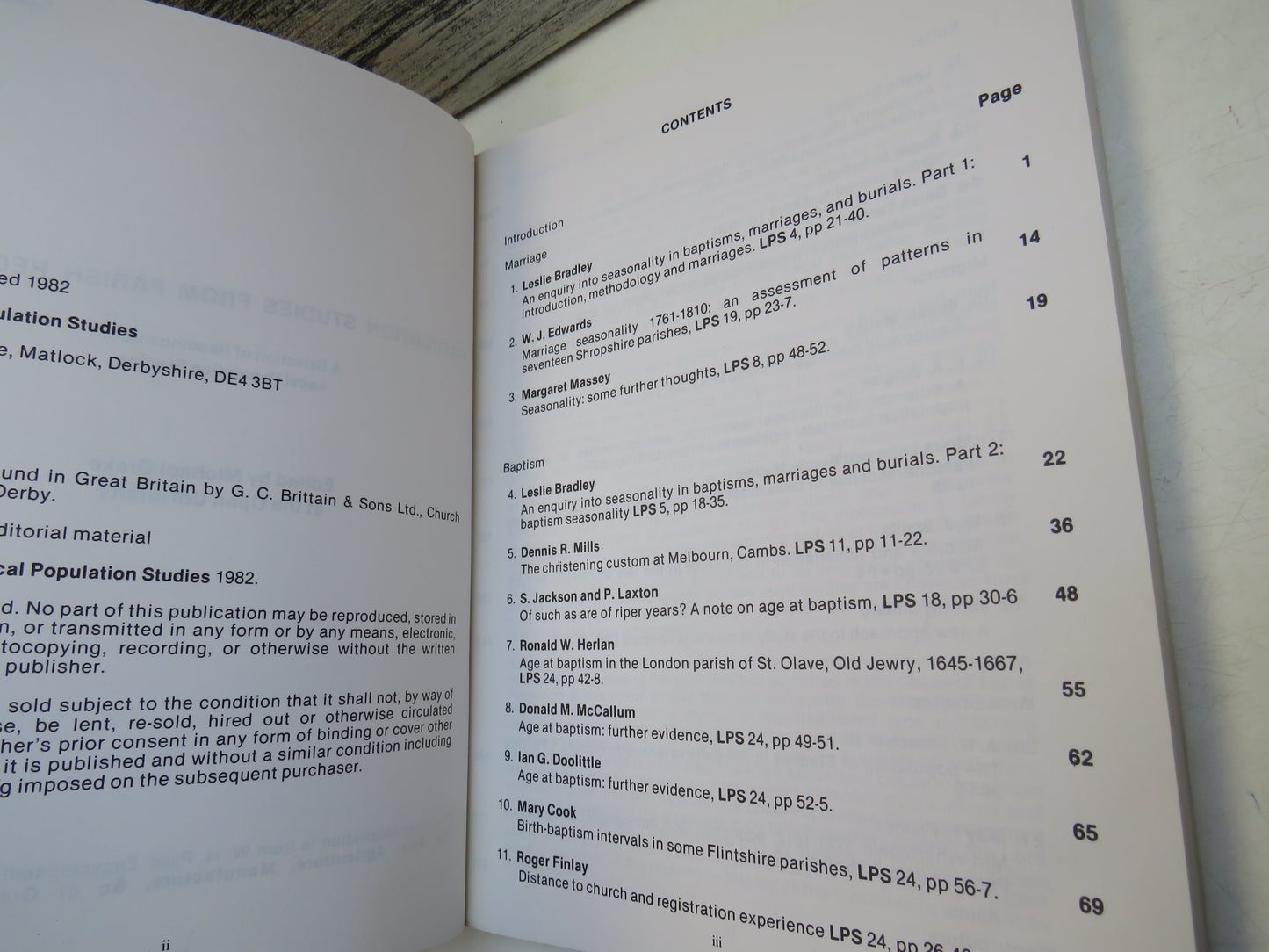Population Studies From Parish Registers A Selection of Readings From Local Population Studies Edited By Michael Drake at The Open University 1982