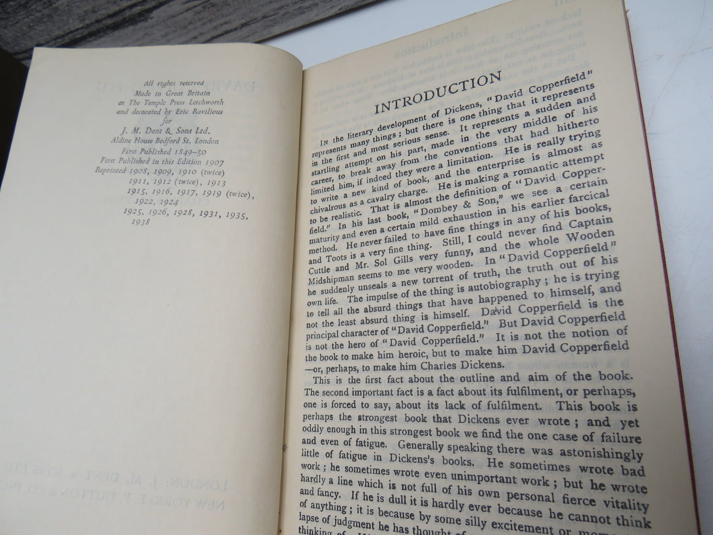 David Copperfield By Charles Dickens 1938 Everyman's Library