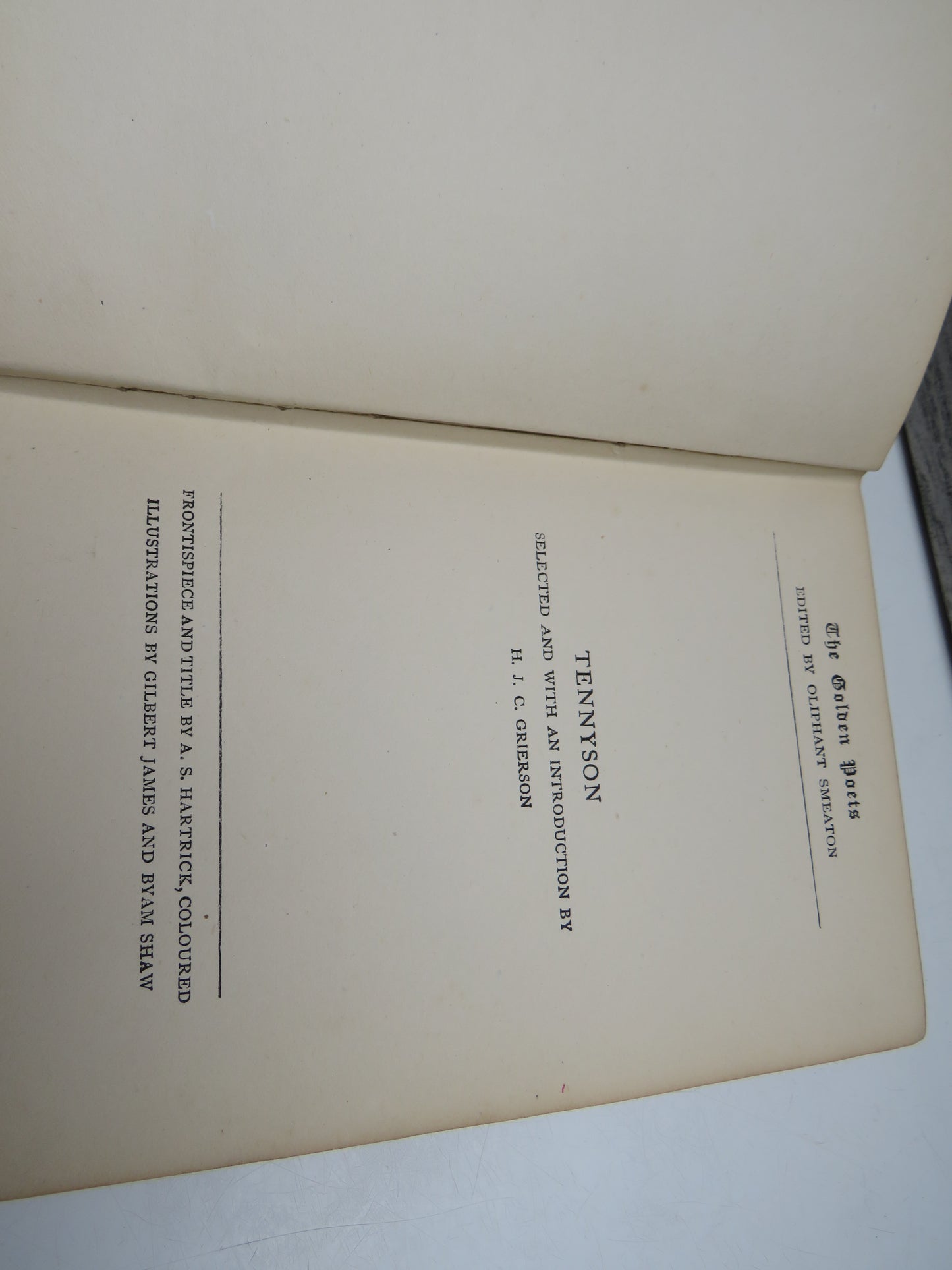 Poems of Tennyson Selected and With An Introduction By Professor H.J.C. Grierson