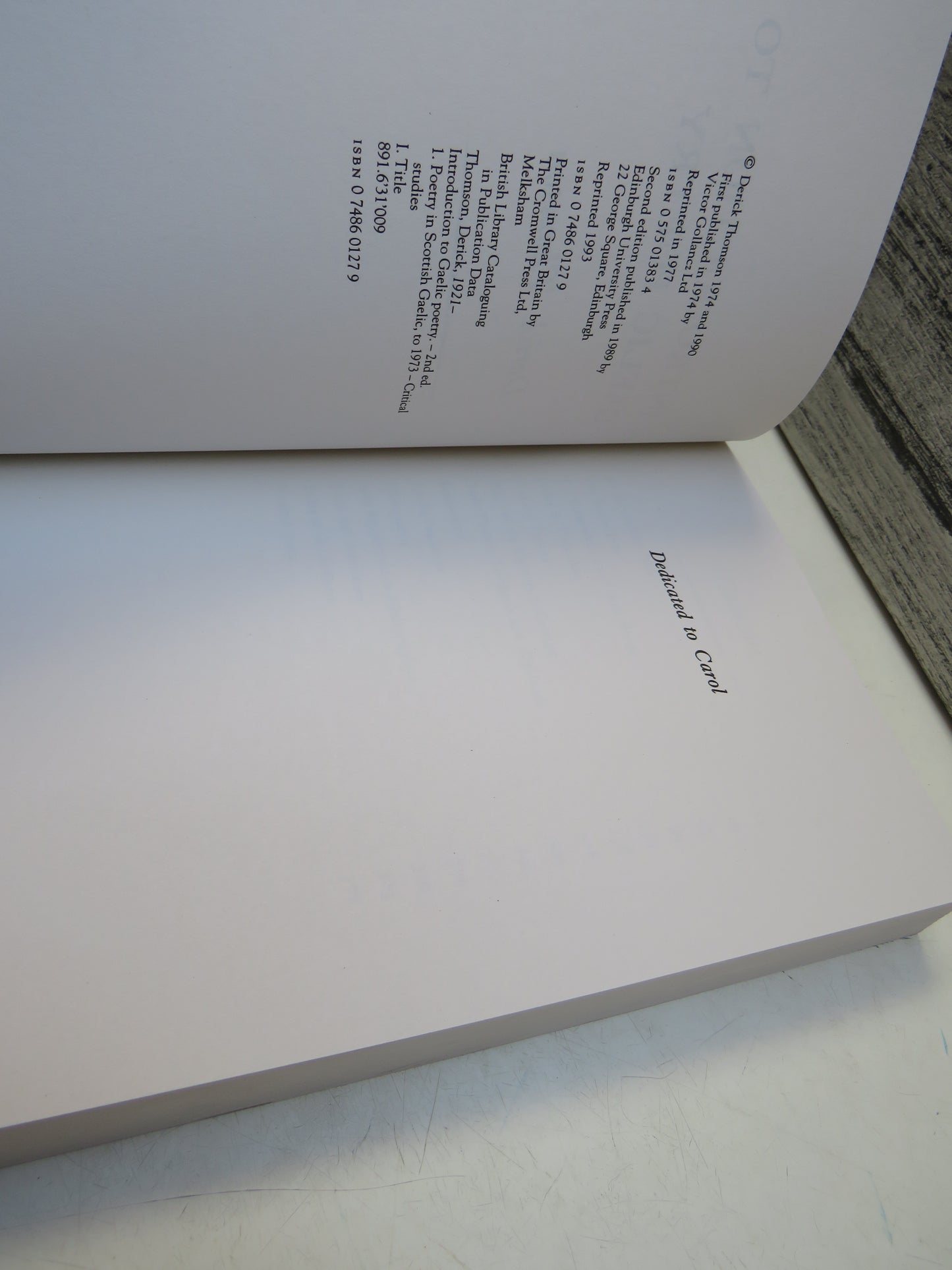 An Introduction To Gaelic Poetry By Derick Thomson 1990