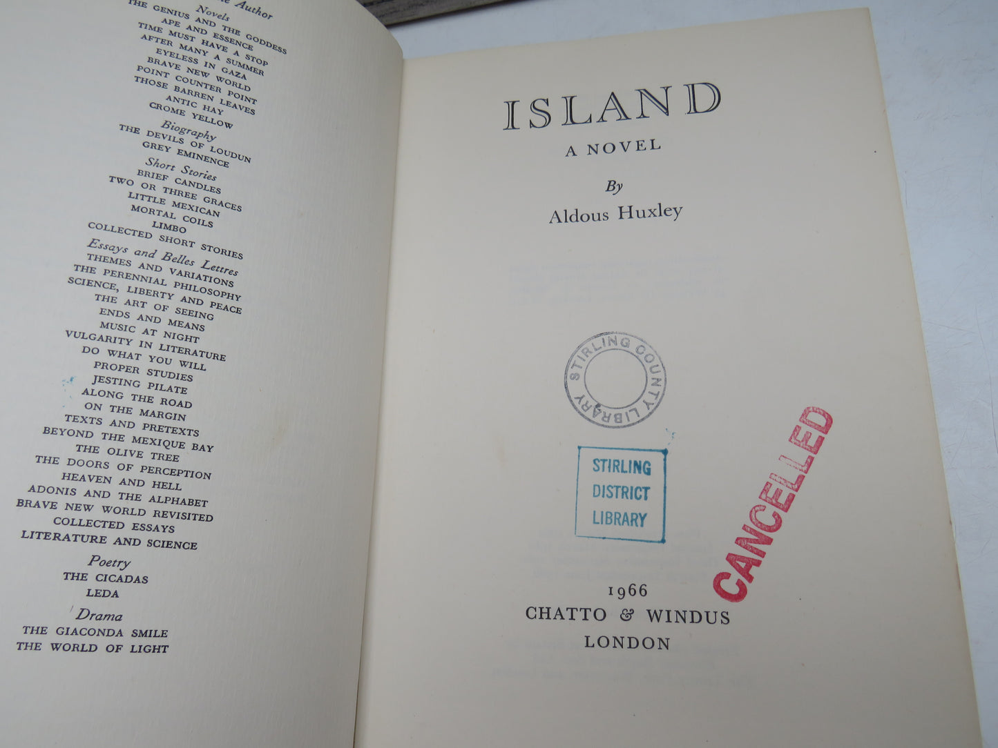 Island A Novel By Aldous Huxley 1966
