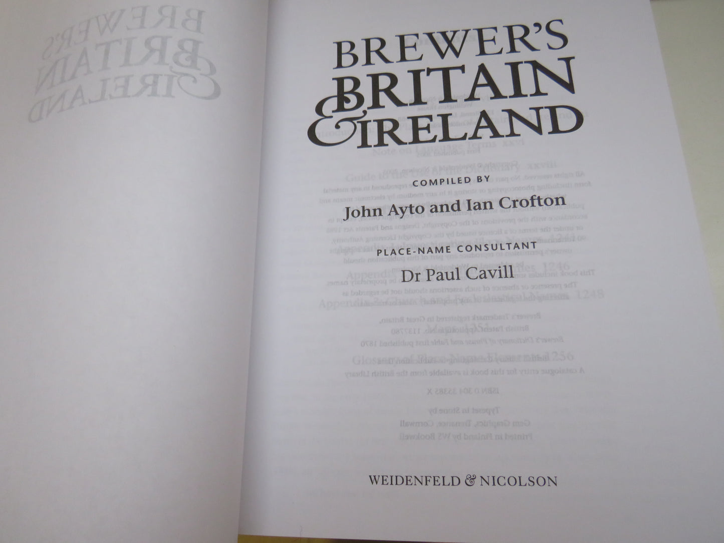 Brewer's Britain & Ireland Compiled By John Ayto and Ian Crofton 2005