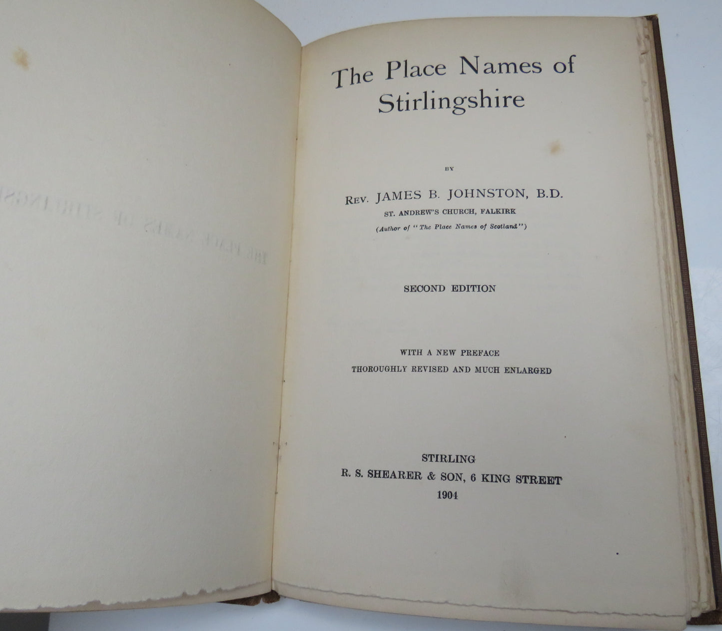 The Place Names of Stirlingshire By Rev. James B. Johnston 1904