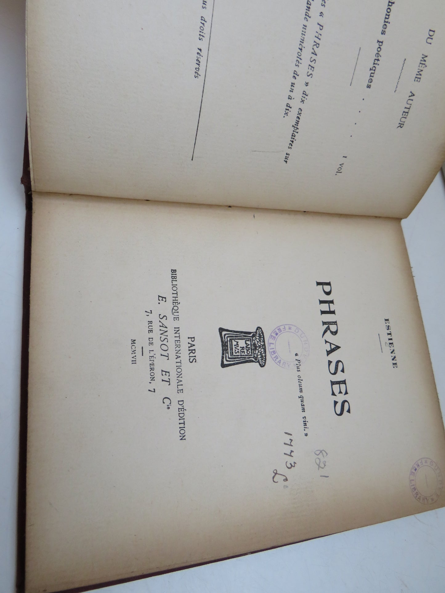 Phrases Estienne 1907 Antique French Book book image 4