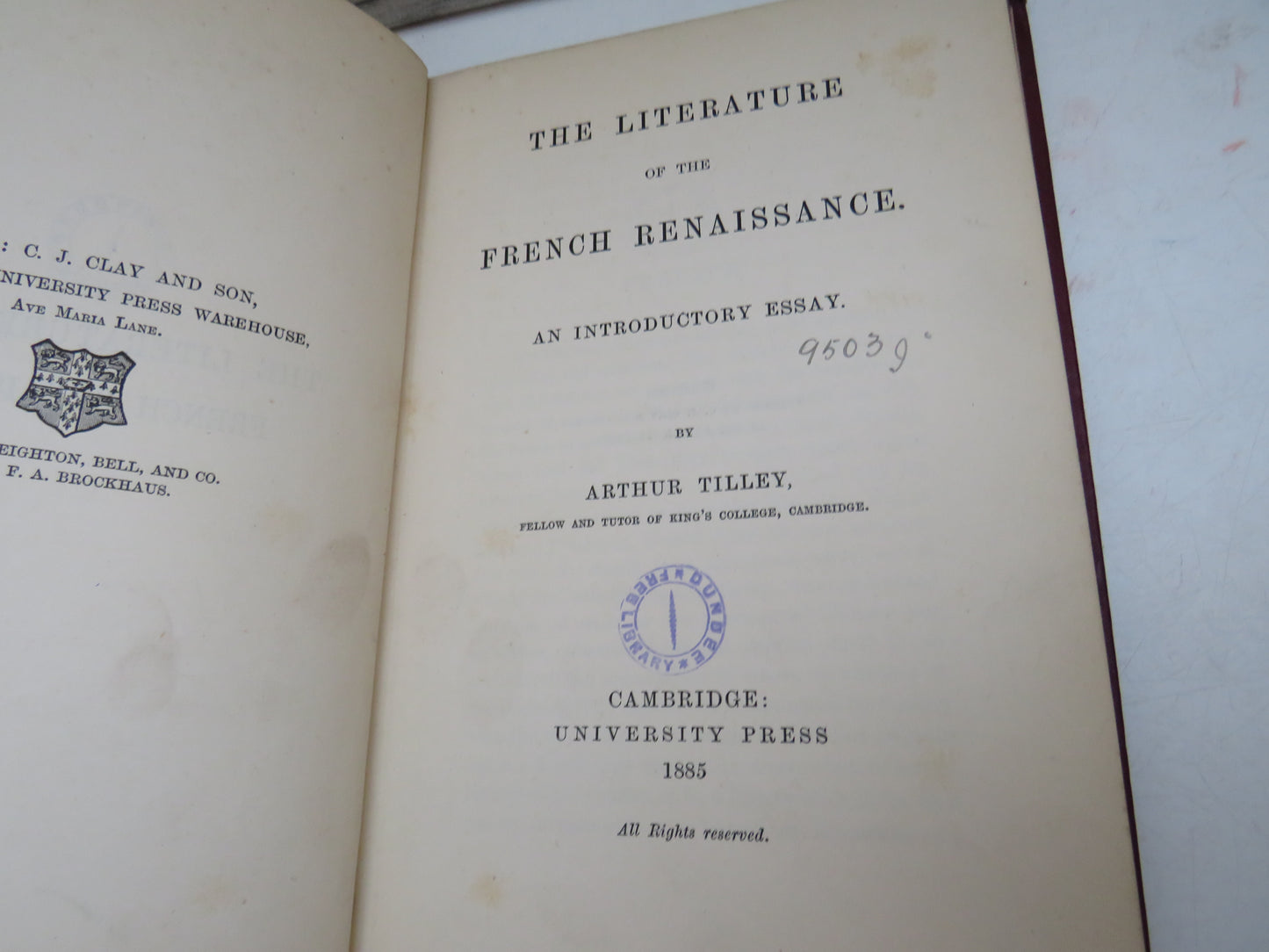 The Literature of the French Renaissance An Introductory Essay By Arthur Tilley 1885 book image 4