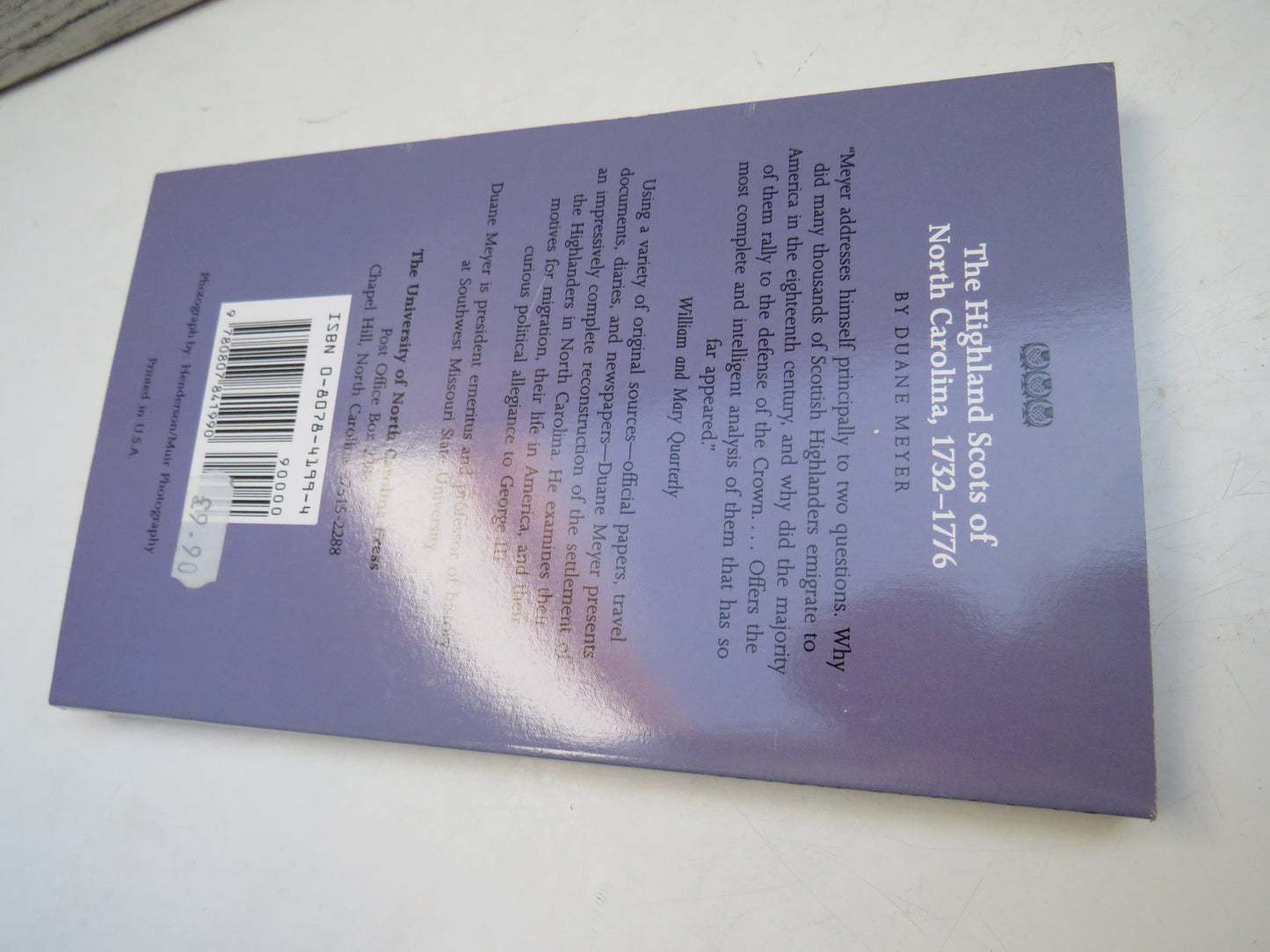 The Highland Scots of North Carolina 1732-1776 By Duane Meyer 1961