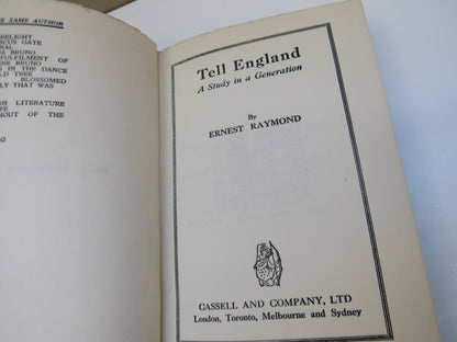 Tell England A Study In A Generation By Ernest Raymond 1930 book image 4