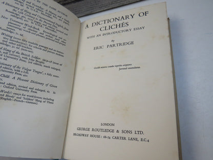 A Dictionary of Cliches With An Introductory Essay By Eric Partridge 1940 book image 3