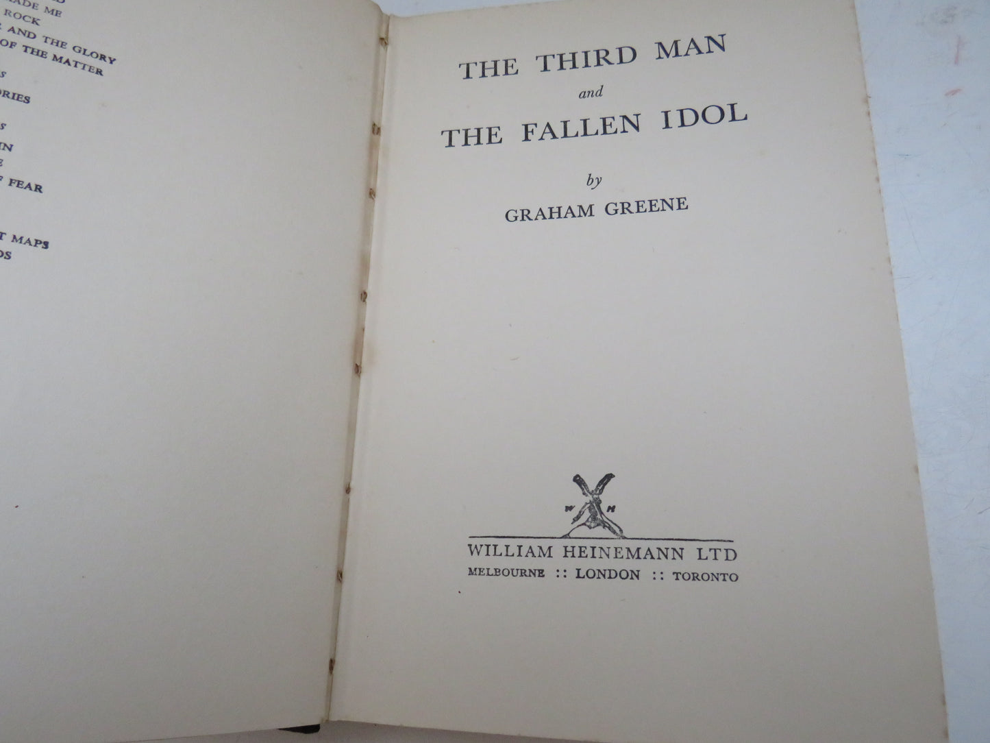 The Third Man and The Fallen Idol By Graham Greene 1950 1st Edition book image 4