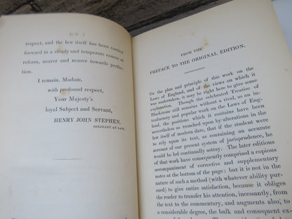 Mr. Serjeant Stephen's New Commentaries On The Laws of England By James Stephen Vol I 1868