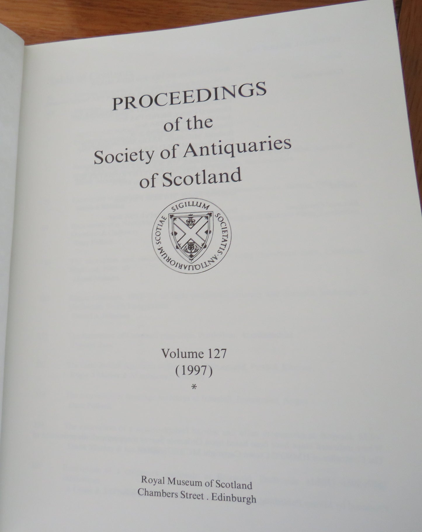 Proceedings of the Society of Antiquaries of Scotland Both of Volumes 127 (1997)