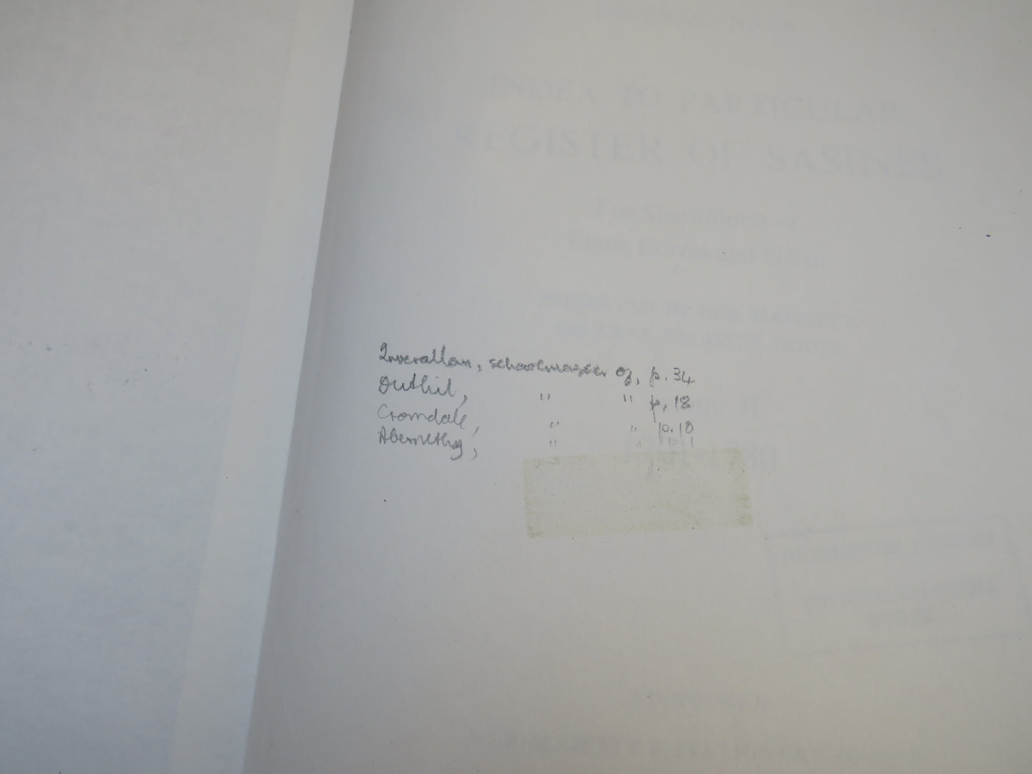 Index To Particular Register of Sasines For Sheriffdoms Of Elgin, Forres and Narin Volume II 1701-1780