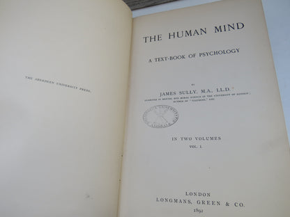 The Human Mind A Text-Book of Psychology By James Sully Vol I 1892