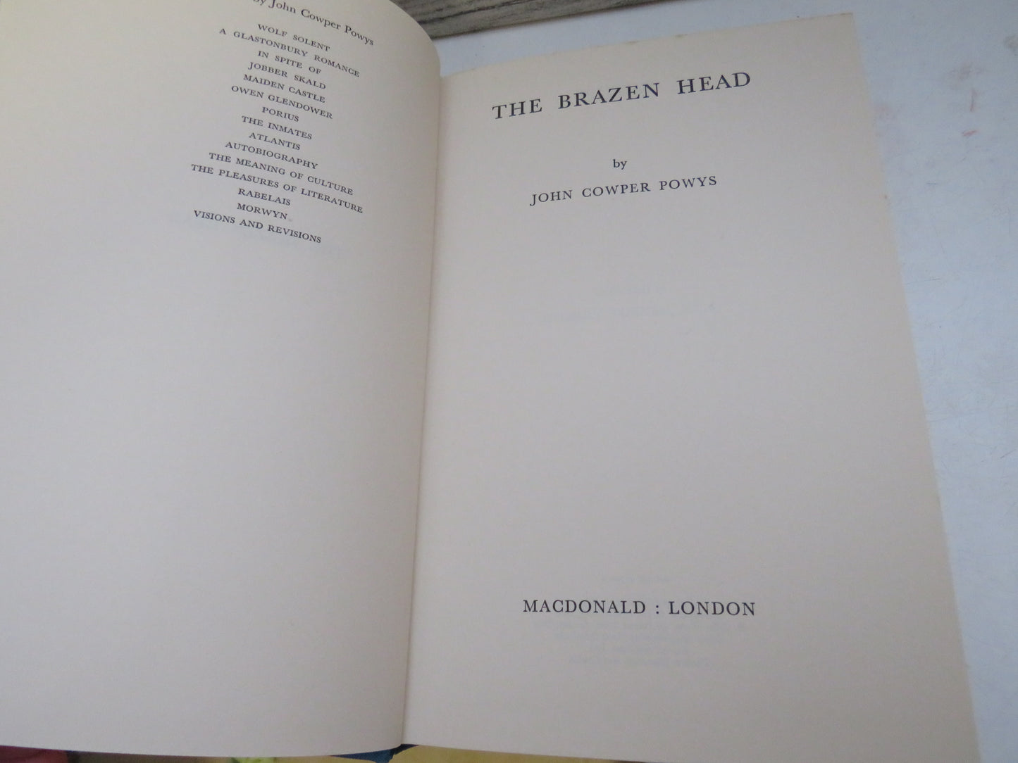 The Brazen Head By John Cowper Powys 1969 book image 3