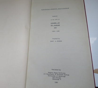 Handlist of the Acts of Alexander III The Guardians John 1249-1296 Compiled By Grant G. Simpson 1960 book image 3
