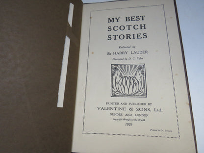 My Best Scotch Stories Collected By Sir Harry Lauder 1929