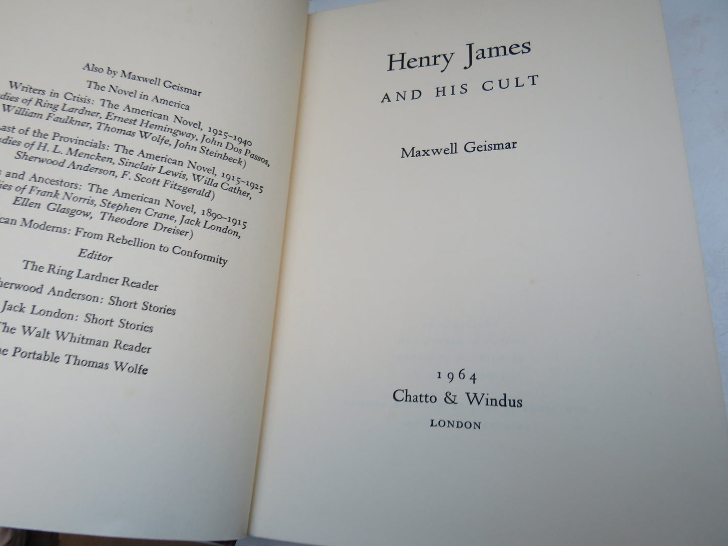 Henry James and His Cult By Maxwell Geismar 1964 book image 3