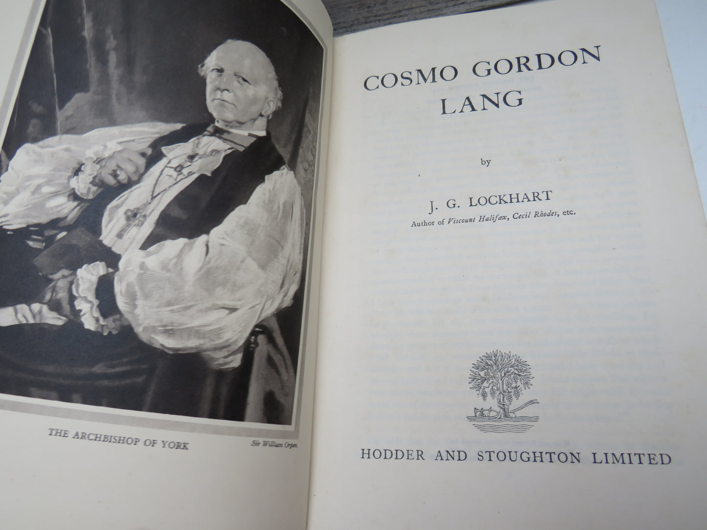 Cosmo Gordon Lang By J. G. Lockhart 1949