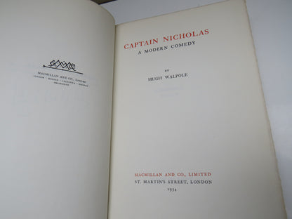 Captain Nicholas A Modern Comedy By Hugh Walpole 1934 Author Signed Limited Edition book image 4