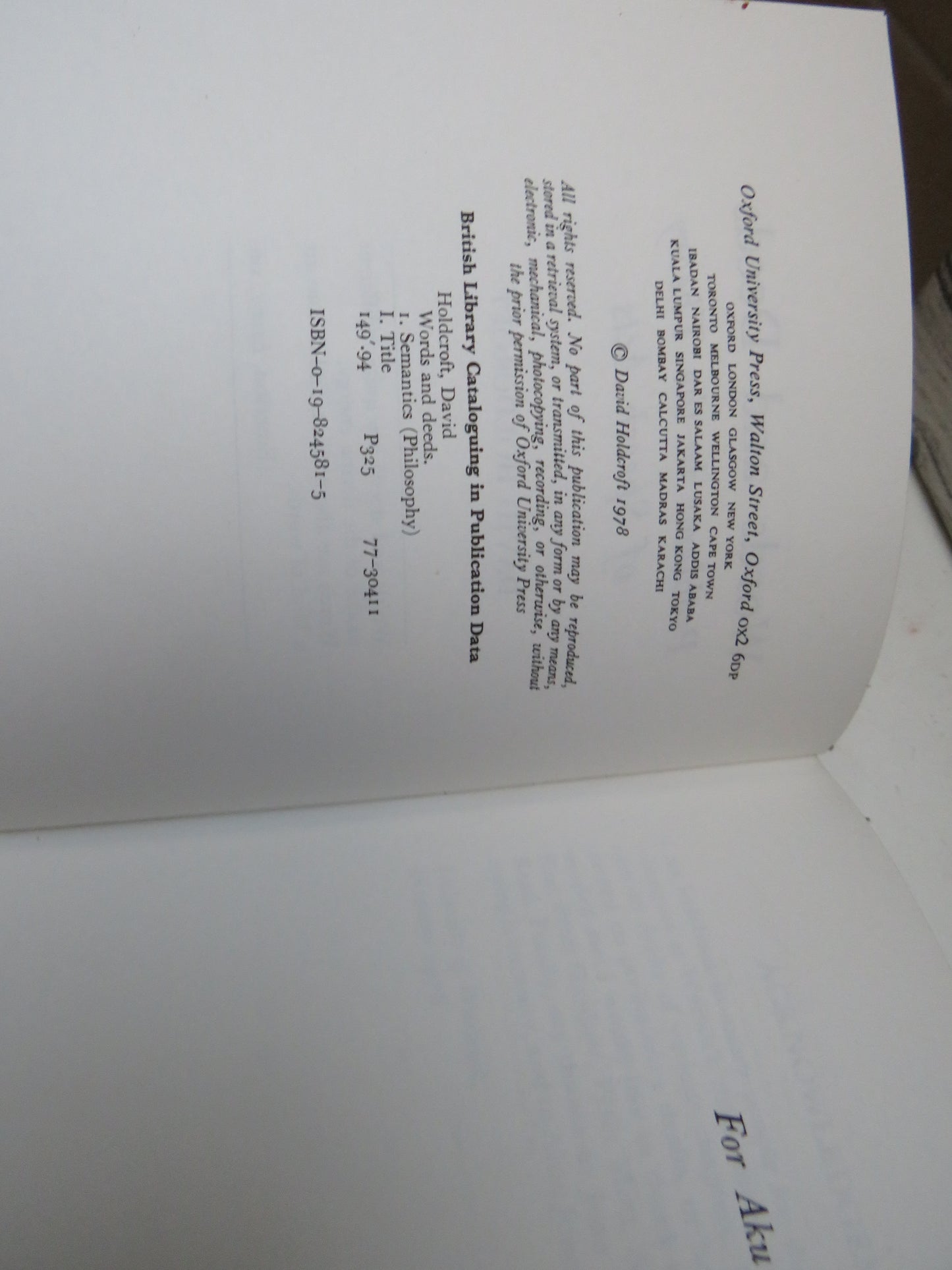 Words and Deeds Problems In The Theory of Speech Acts By David Holdcroft 1978