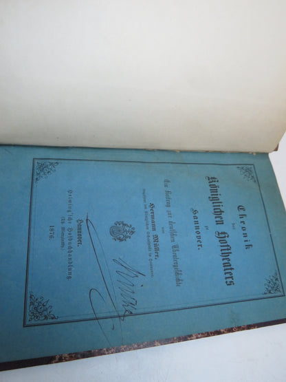 Chronik Des Koniglichen Hoftheaters Zu Hannover Von Hermann Muller 1876 Antique German Book book image 4