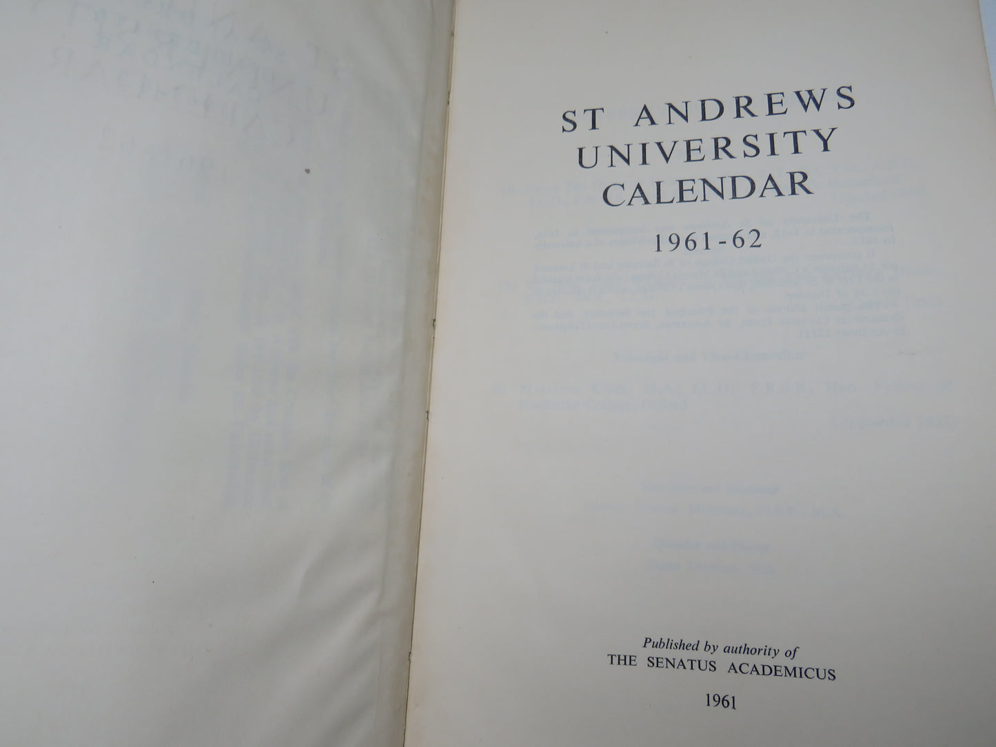 St Andrews University Calendar 1961-62