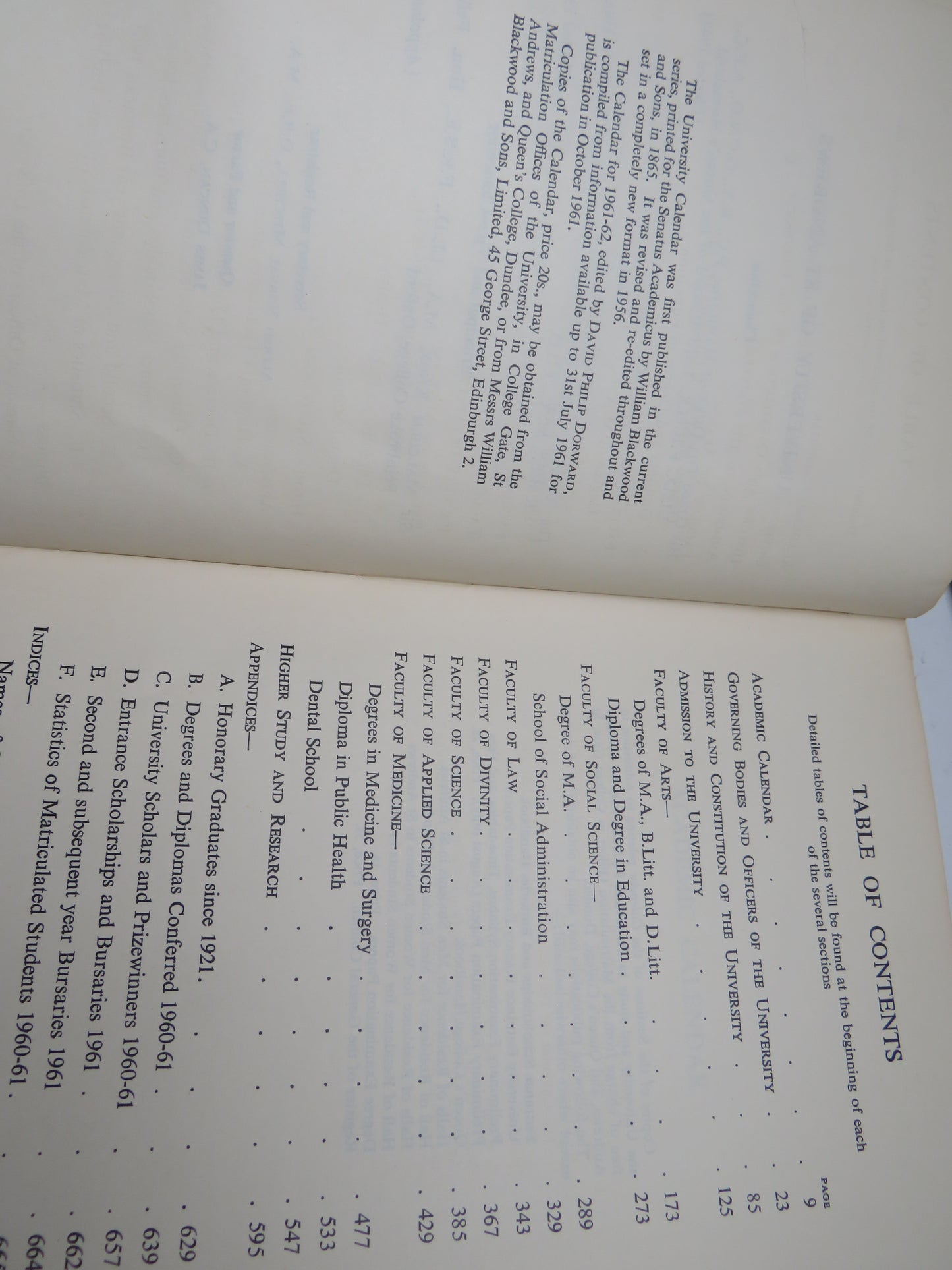 St Andrews University Calendar 1961-62