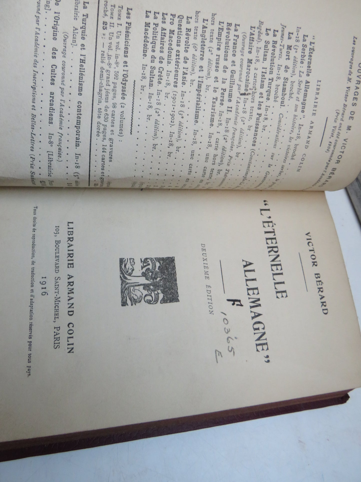 "L'Eternelle Allemagne" By Victor Berard 1916 Vintage French Book