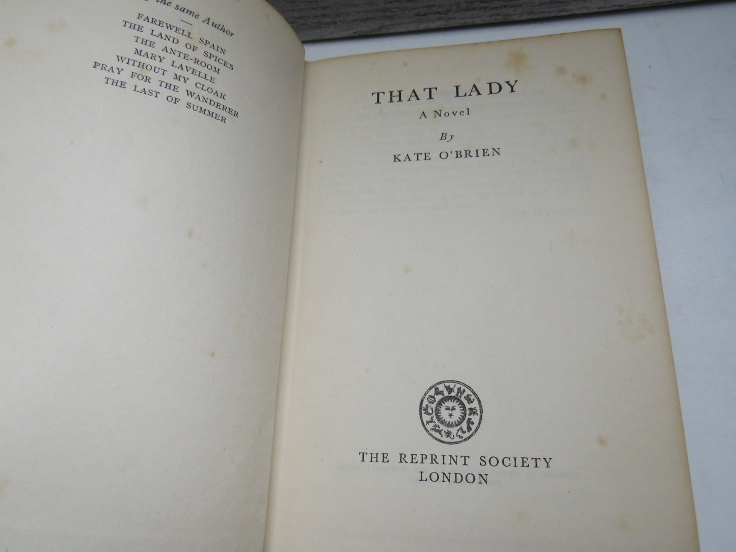 That Lady A Novel By Kate O'Brien 1947