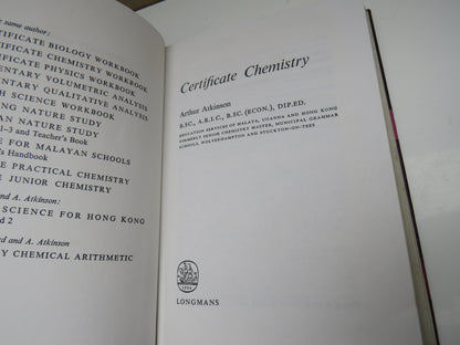 Certificate Chemistry By Arthur Atkinson 1968 book image 3