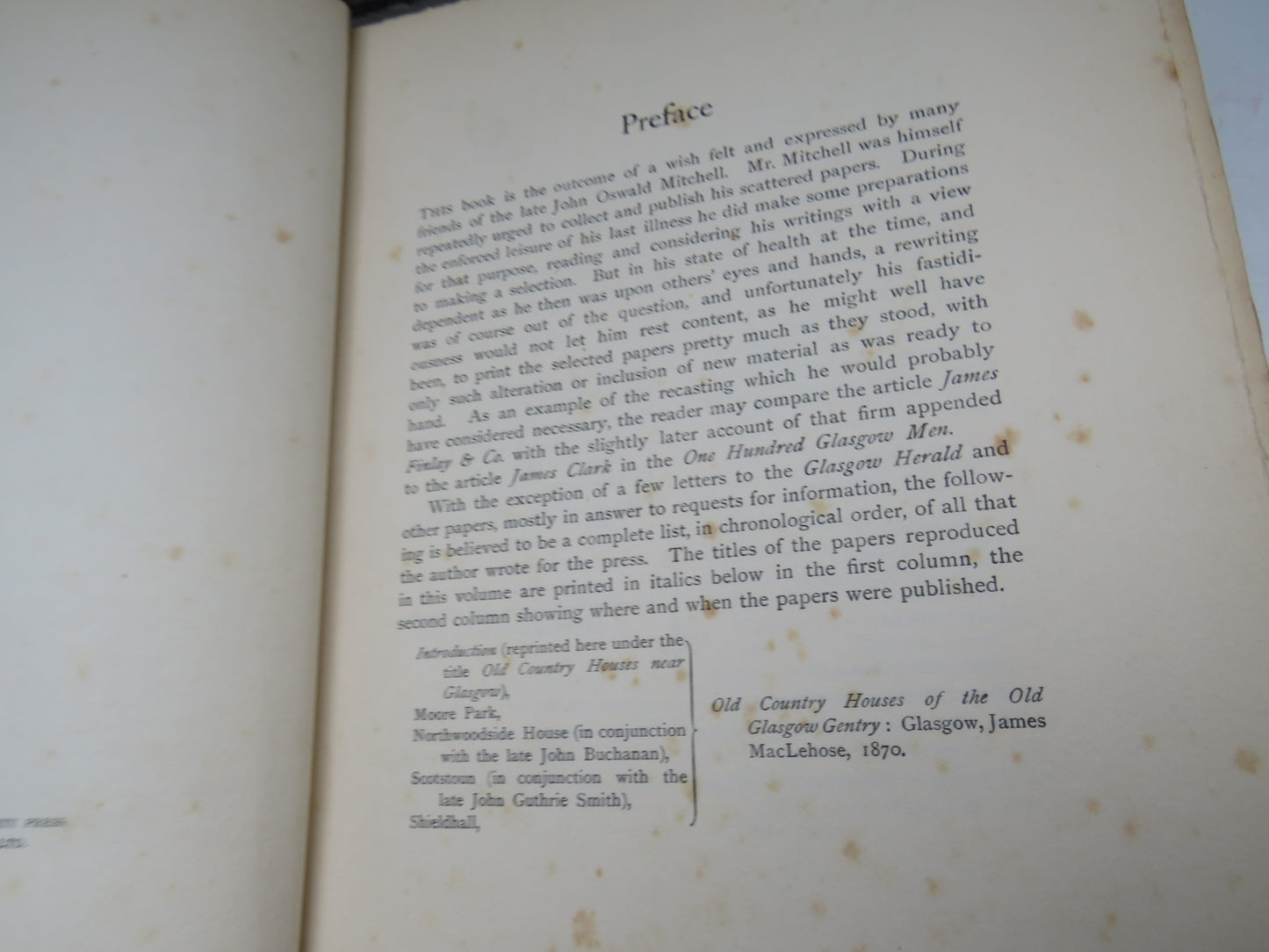Old Glasgow Essays By The Late John Oswald Mitchell 1905