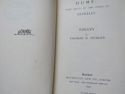 Hume: With Helps To The Study of Berkeley Essays By Thomas H. Huxley 1901 book image 5
