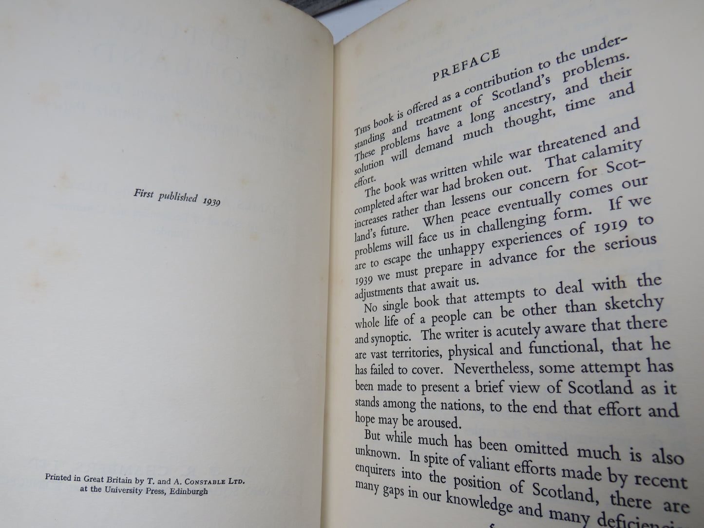 The Future of Scotland A Survey of the Present Position With Some Proposals For Future Policy By James A. Bowie 1939