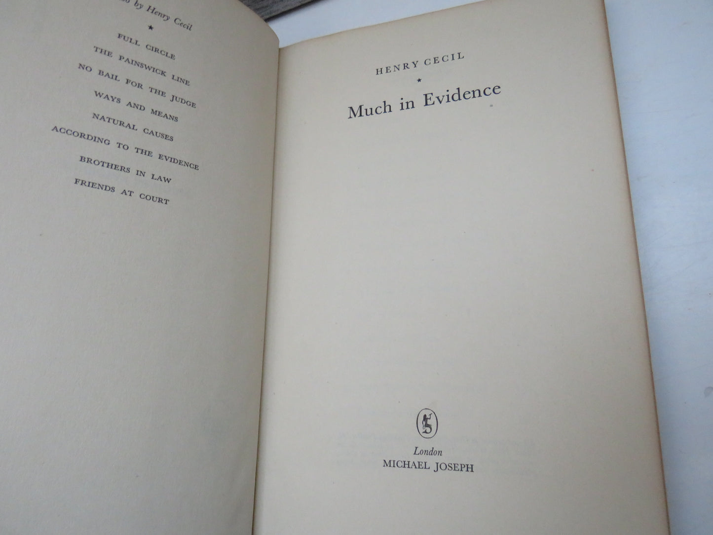Much In Evidence By Henry Cecil 1957 1st Edition