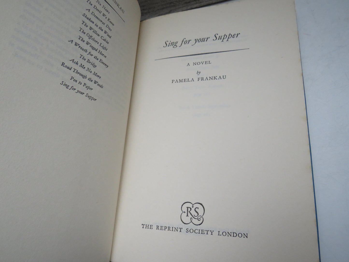 Sing For Your Supper A Novel By Pamela Frankau 1965