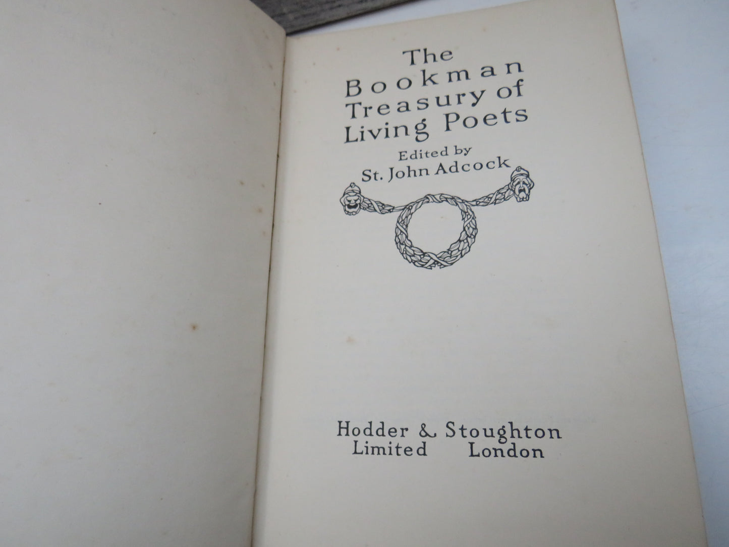 The Bookman Treasury of Living Poets Edited By St. John Adcock