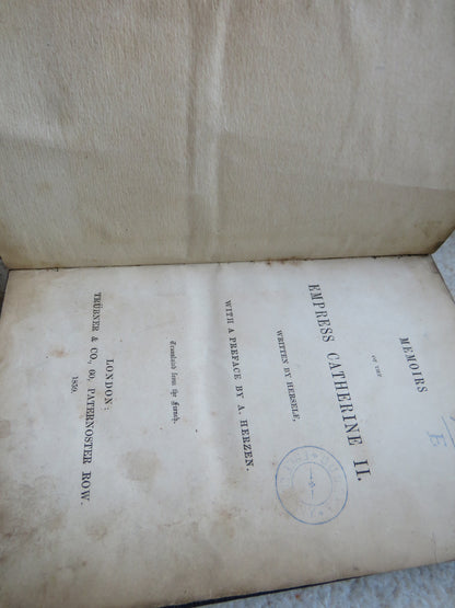 Memoirs of the Empress Catherine II Written By Herself With A Preference By A. Herzen 1859 book image 5