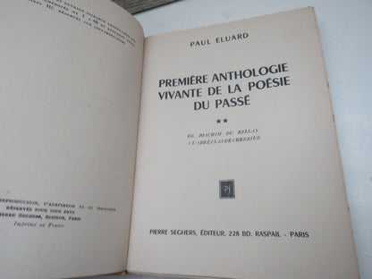 Premiere Anthologie Vivante De La Poesie Du Passe By Paul Eluard Vintage French Book book image 3