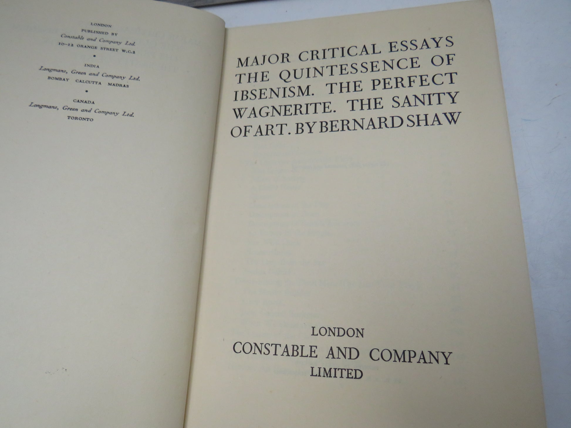 Major Critical Essays The Quintessence of Ibsenism The Perfect Wagnerite The Sanity of Art By Bernard Shaw 1947 (Vintage Literary Criticism) book 4