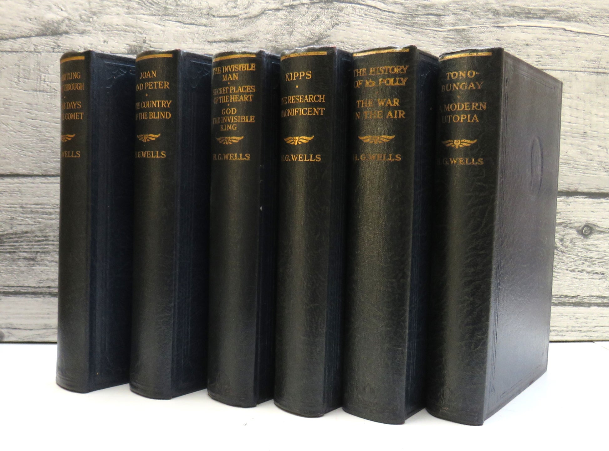 Small Set of 6 Books By H.G. Wells Inc The Invisible Man Kipps Joan and Peter (Classic Science Fiction Set) book cover