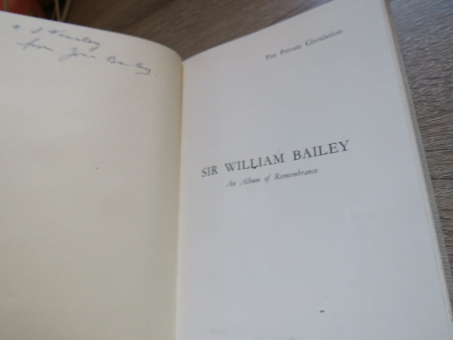 Sir William Bailey An Album of Remembrance With Letter From His Widow