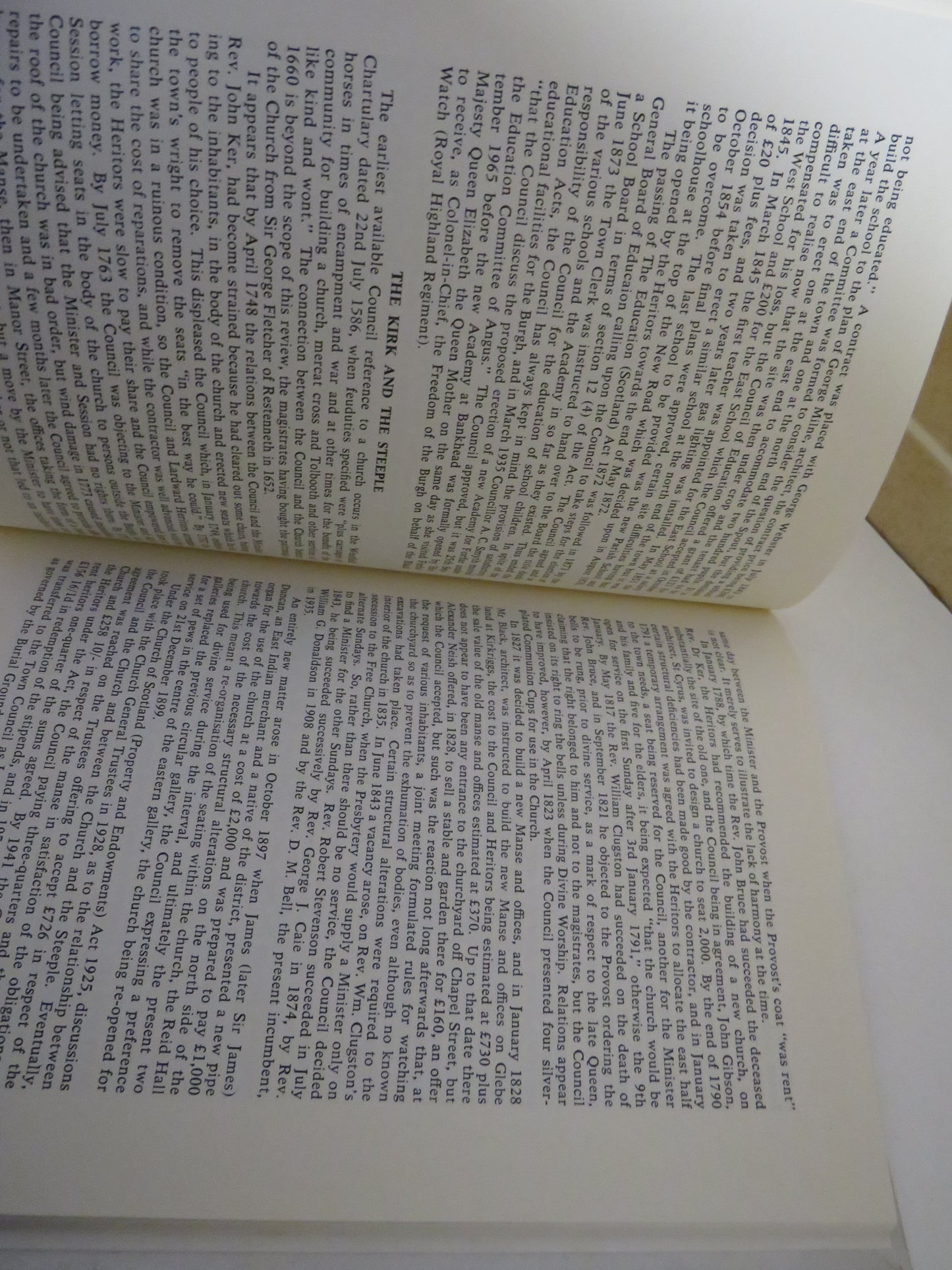 Reviews of the Administration the Town's Affairs by Successive Town Councils between May 1660 and December 1965 and of the History and Development of the Town's Farms by David T. Adam, The Royal Burgh of Forfar