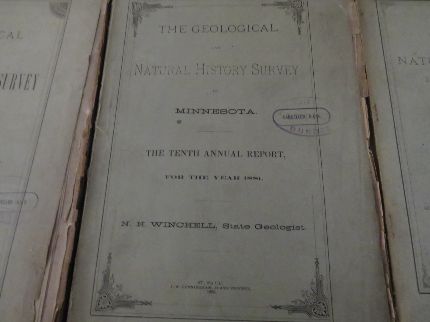 The Geological and Natural History, Survey of Minnesota, by N. H. Winchell, 3 Volumes - First, Ninth, and Tenth Annual Report