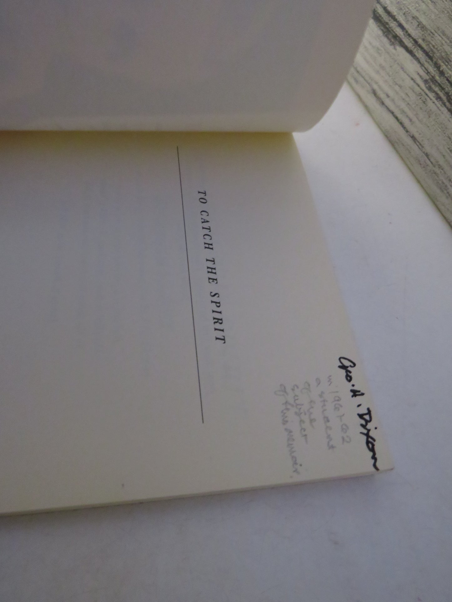 To Catch The Spirit The Memoir of A.C. Aitken With a Biographical Introduction By P.C. Fenton 1995