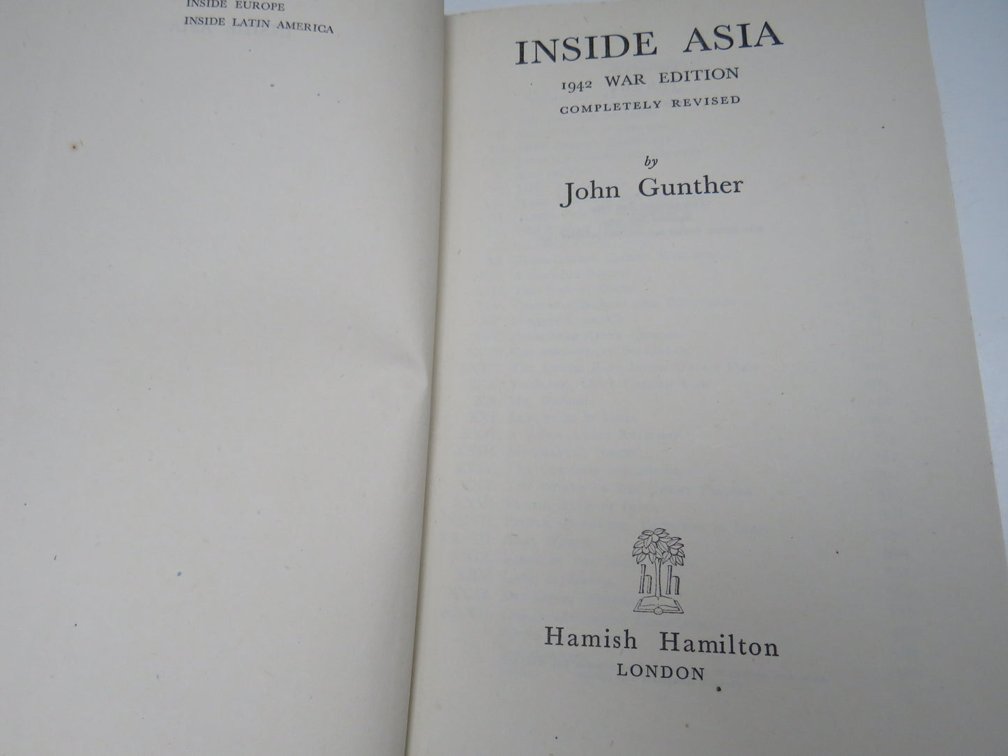 Inside Asia by John Gunther, 1942 War Edition