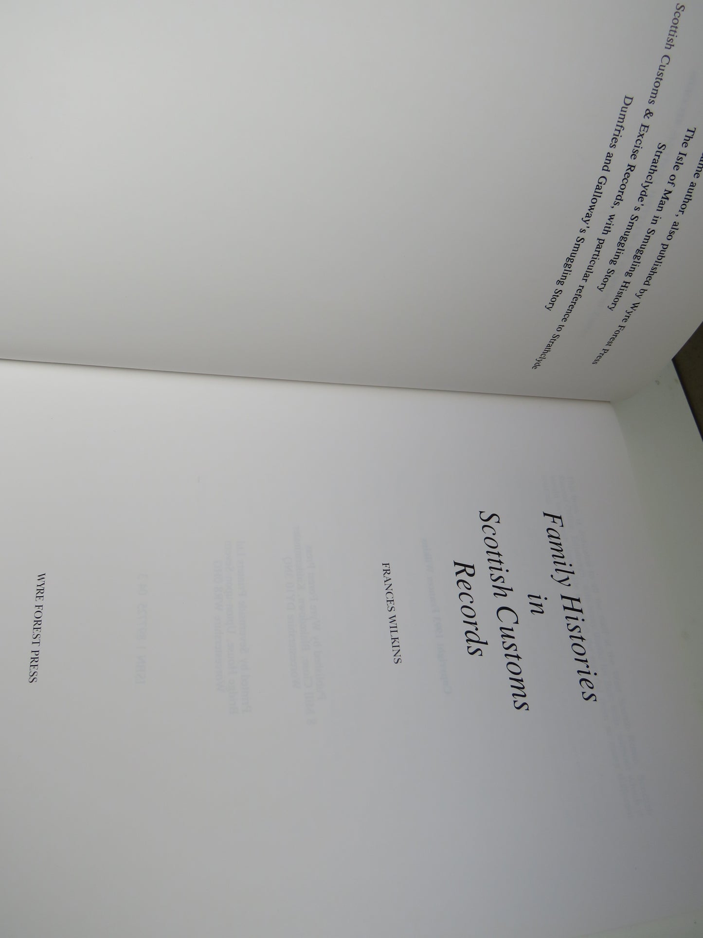 Family Histories In Scottish Customs Records By Frances Wilkins 1993